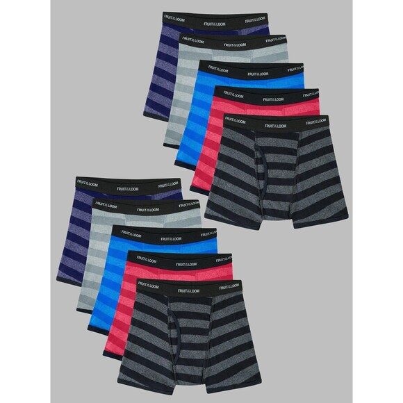 Boys' CoolZone® Boxer Brief, Stripe Mega Value 10 Pack #fruitoftheloom size M - Picture 1 of 2